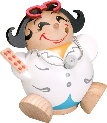 Seiffener Volkskunst | Kugelräucherfigur Räucherfrau Räuchermännchen Erzgebirge | Holzfigur Hobby & Beruf | 11 cm | Ärztin