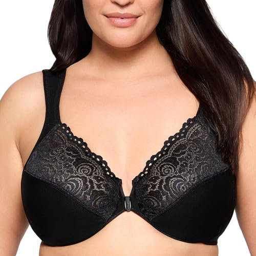 Glamorise Wonderwire Front-closure Bra Underwire #1245, Reggiseno con scollatura a V Donna, Nero, 3C