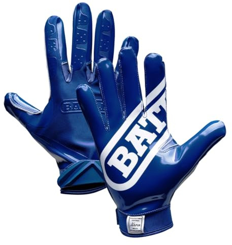 Battle Sports Double Threat Wide Receiver - Adult and Youth Football Gloves - Ultra Stick Gloves - Adult Medium, Navy