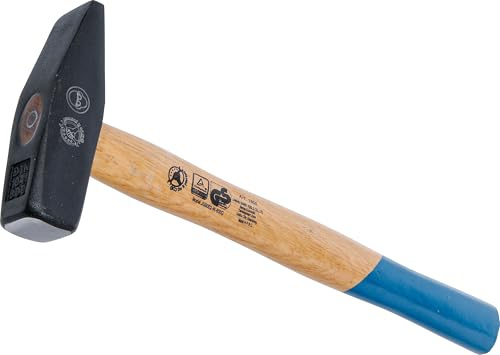 BGS Diy 1855 | Schlosserhammer | 800 g | Hammer | Geschweifter Holzstiel | Mit Metallkeil | Kopf schwarz lackiert | Geschmiedet | DIN ISO: 1041