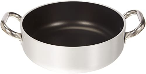 Pentole Agnelli Ollas Platinum Baja Cazuela, de Aluminio, con 2 Asas en Acero Inoxidable, Plata, 24 cm