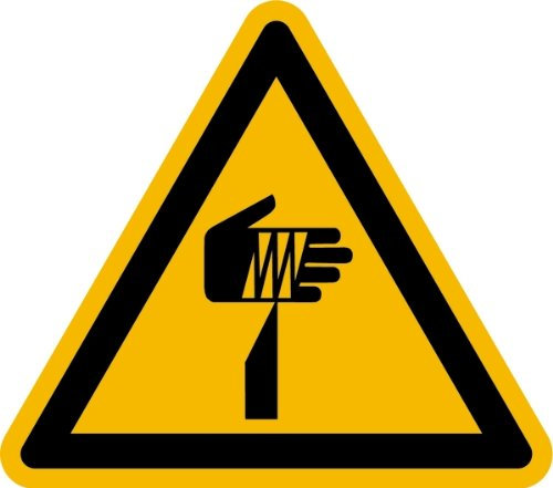 LEMAX® Aufkleber Warnschild, Warnung vor spitzem Gegenstand W022 DIN EN ISO 7010 Folie selbstkl. gelb/schwarz/Randfarbe: schwarz, 200mm