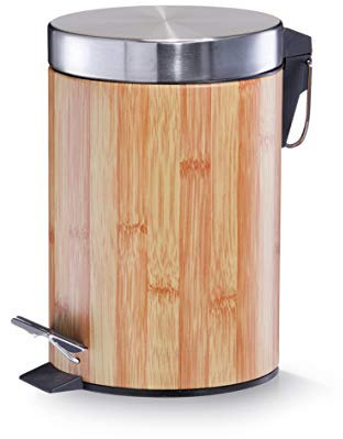 Zeller 18561 - Cestino per i Rifiuti in Metallo con Decorazioni in bambù, 3 Litri, Ø17 X 26 Cm, Sonstige