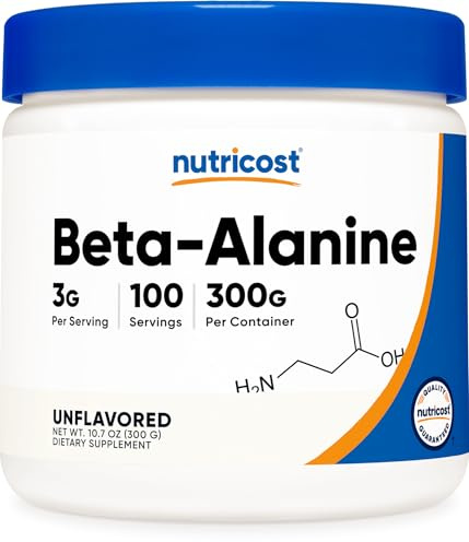 Nutricost Beta Alanine Powder 300 Grams (10.7oz) - 3 Grams Per Serving