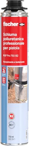 Fischer Schiuma Poliuretanica Professionale PUP 750 per Pistola, Resistente alla Pressione e al Fuoco B2, Riempitiva, Isolante, Sigillante, Espansa, 9292