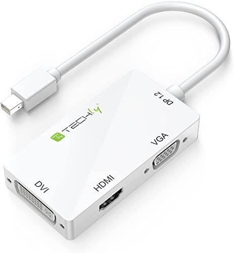 Techly 309838 Adattatore 3 in 1 Mini DisplayPort 1.2 (Thunderbolt) a HDMI/DVI/VGA Bianco