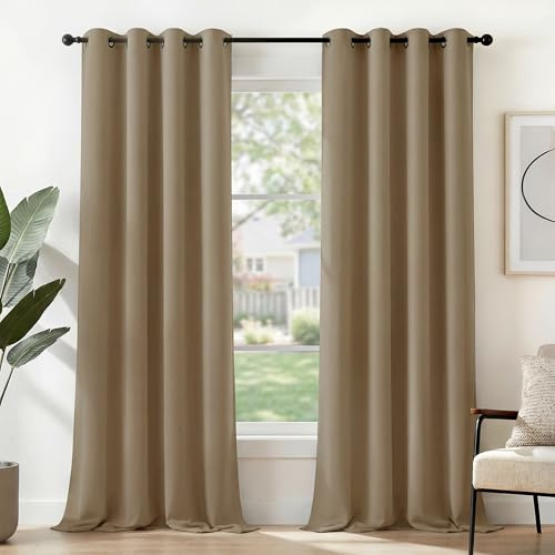 Deconovo mörkläggningsgardiner termogardiner ljudisolerande gardiner icke-transparenta gardiner | 2 paneler, B 140 x H 245 cm, fönstergardin, värmebeständig, ljudisolering, akustisk, rumsavdelare, modern, bullerdämpande