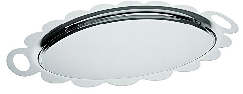 Alessi - AM12 - Recinto Vassoio ovale con bordo smerlato e manici in acciaio lucido.