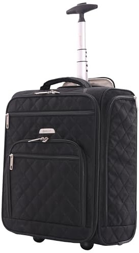 Aerolite 45x36x20cm easyJet Maximale 28L Leichte Unter Sitz Trolley Gepäck Tasche Bordgepäck Handgepäck Koffer Klein 45x36x20 easyJet mit 2 Rollen und 5 Jahre Garantie, Schwarz