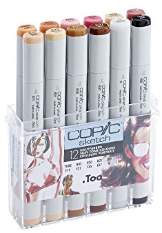 COPIC Sketch Set da 12 Colori 21075705, Diverse Tonalita' di Pelle