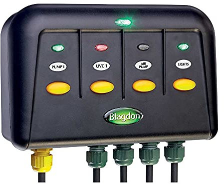 Blagdon 1040228 Powersafe Garden & Pond Safe Weatherproof Electrical Switch Box, 4 Outlet, Black
