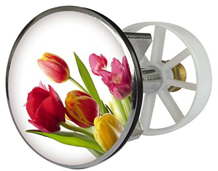 Waschbeckenstöpsel Design Tulpen | Abfluss-Stopfen aus Metall | Excenterstopfen | 38 – 40 mm