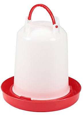 Melko Geflügeltränke Hühnertränke 3 Liter Stülptränke Wasserspender Hühner | halbtransparenter Kunststoff zur Kontrolle der Füllmenge, konstanter Wasserstand in der Trinkrinne, inkl. Tragegriff, Rot