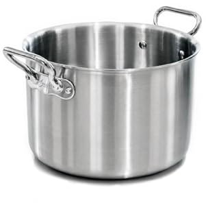 Pentole Agnelli ALIX104ALIN24 Faitout haut avec 2 poignées en acier, Trilaminé aluminium-acier pour induction, 24 cm