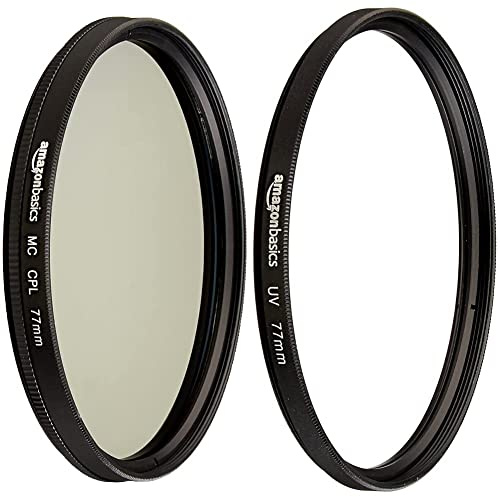 Amazon Basics Filtre polarisant Circulaire - 77mm & Filtre de Protection UV - 77mm