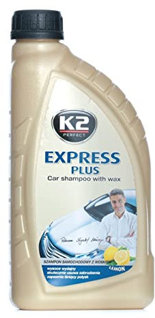 K2 Express Plus, 2 en 1, Auto Champú Plus Cera, Wash and Wax 1000 ml, 1L, El embalaje puede variar