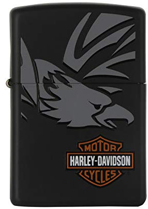 Genuine Zippo Lighter 24773 Harley Davidson Matte Black Retro Eagle