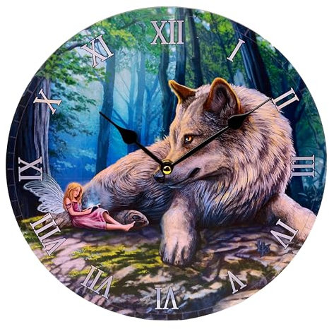 Puckator Orologio da Muro Sagomato - Lupo & Fata - Fairy Stories & Wolf - Lisa Parker
