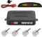 Tkoofn KFZ Summer Einparkhilfe Rückfahrhilfe 4 hinten Sensoren Hinter mit LED Farb Display Auto Parken Sensor System Pieper Radar Kit Hinter - Silber