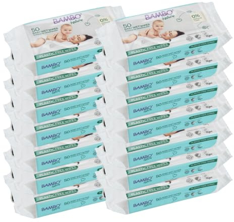 Bambo Nature salviette umidificate per bambini prive di plastica – 14 x 50 salviette | Salviette umidificate ad azione idratante | Senza profumo e ipoallergeniche | Adatte alle pelli sensibili
