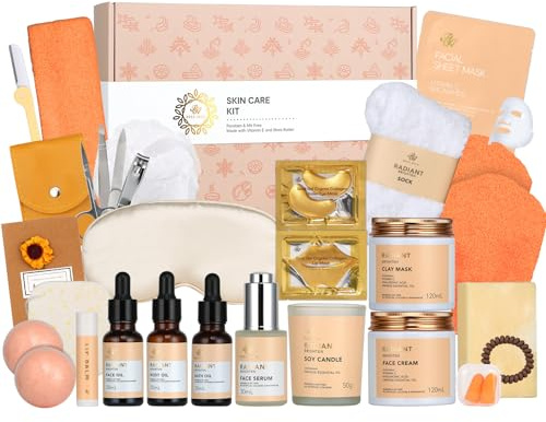 Mothers's Day Gift, 30 pcs Hydrating Skin Care Set for Women & Men, Self Care Pamper Set, Birthday, Home Spa Gift Baskets, Bath & Body Gift Set, Christmas, Anniversary, Mom, Wife