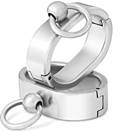 Ovale Handschellen Handfesseln Edelstahl gebürstet Handcuffs Handfessel mit O-Ring (Innen Ø 70 mm)
