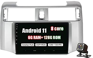 PLOKM 2 DIN Car Stereo Autoradio Radio Coche para Toyota 4Runner 2009-2017 FM RDS Radio De Coche Android 11 Soporta Dab+ OBD2 DPS Carplay Steering Control Bluetooth WiFi USB GPS De Navegación