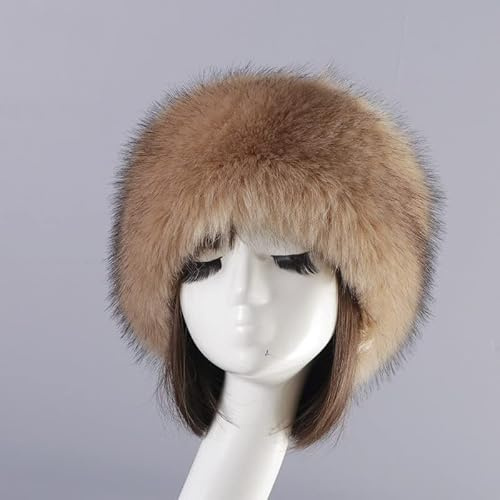 Damen Fellmütze Pelzmütze,Wintermütze Damenmütze Kunstfell Kunstpelz Mütze Klassische russische Kosakenmütze Beanie Mütze Winddichte Plüsch Warm Hut Fellmütze für Reisen,Skifahren,Wandern,Khaki #1