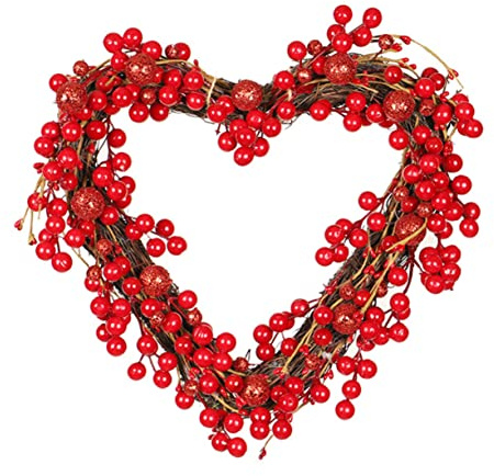HOMSFOU Garland Faux Red Berries Wreath Berry Garland Window Sign Wreath Valentines Day Valentines Front Door Party Supplies Rattan Wedding