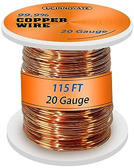 UCINNOVATE 20 Gauge 99.9% reinem Kupferdraht, 0.8mm Dia / 35m weichen Kupferdraht für Schmuck machen und Handwerk Draht, 20 AWG Bare Solid Kupferdraht für Elektrokultur Gartenarbeit Pflanzen