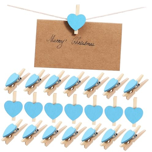 Cabilock 150pezzi Mollette Decorative Azzurre Forma di Cuore per Foto e Decorazioni Domestiche Clip Legno Miniature per Creare Atmosfere Uniche e Festive