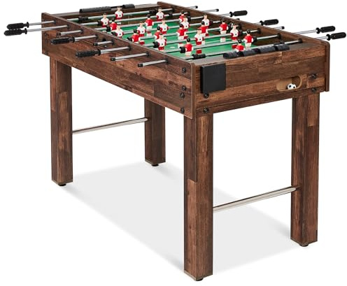 Best Choice Products 48in Foosball Table for Kids and Adults, Game Room Arcade Soccer Game Table w/ 2 Balls, 2 Cup Holders, Ergonomic Handles, Chrome Finished Metal Bars - Walnut