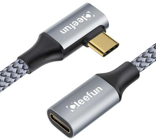 CLEEFUN USB C Verlängerung 0,5 m, USB3.2 USB C Extension Cable Unterstützt 10 Gbps 100W und 4K@60Hz Videoübertragung mit iPhone 16/15 Pro, MacBook Pro/Air, iPad Air/Pro, XPS 15, Galaxy S24/S23, Pixel