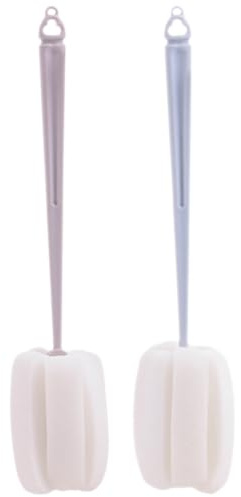 GLEAVI Household Bottle Brush Long Handle Cup Cleaning Brush Soft Sponge Kitchen Scrubbing Tool with Hanging Hole for Bottles and Cups