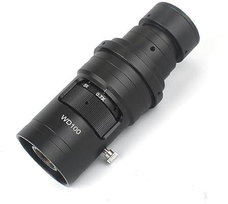 Professionelles Mikroskop-Objektiv, 10X- 200X 0,7X-5X WD100 Einstellbare Vergrößerung C-Mount-Zoomobjektiv Industrielle Videomikroskopkamera Einfach zu benutzen und einzurichten