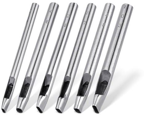 6 Pcs Oval Leather Punch Set - Hollow Leather Punch for Watch Band, Canvas, Paper, Plastics