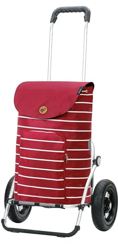 Andersen Einkaufstrolley - klappbar - 47 Liter - Aufhängung für Einkaufswagen - belastbar 50 kg - Aluminium - Trolley - Luft-Rad Ø 25 cm - Royal Shopper Mia rot