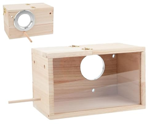 Nistkasten für Sittiche, Nistkasten für Papageien - Transparentes Vogelhaus - Hölzerner Sittich-Nist- und Brutkasten mit sichtbarem Design für Nymphensittiche, Kanarienvögel und Wellensittiche
