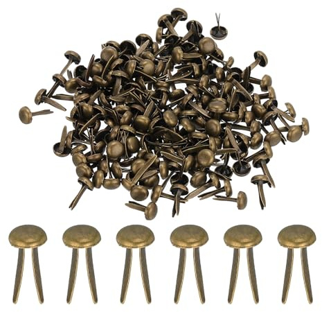 PATIKIL 500 Stück Musterbeutelklammern 4,5 x 8 mm Mini Brads Metall Rundkopfklammern Briefklammern Musterklammern Scrapbooking für Kunst Basteln Handwerk DIY-Projekte PapierBronze
