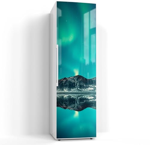 DEQORI Magnetfolie für Kühlschrank 60x200 cm | Motiv Polarlichtzauber | dekorative Magnetmatte Gefrierschrank Schutz | Magnet Deko-Folie selbstklebend, magnetisch & beschreibbar