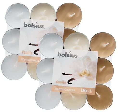 2xCandele Tealight Profumate, Tre Colori. Permettono Di Creare Un'Atmosfera In Ogni Stanza In Modo Rapido e Semplice. La fragranza e Il Colore Invadono Tutto. Confezione Da 18 Pezzi (2X VANILLA)
