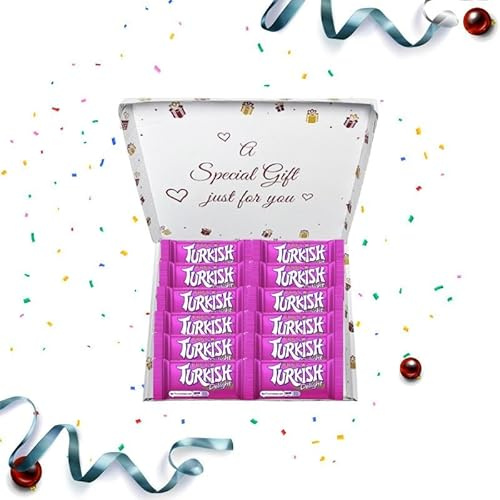 Turkish Delight Gift Box – 12 Bars (51g Each) | Classic Rose-Flavored Delight | Luxurious Treat | Ready to Gift | Nostalgic Flavor
