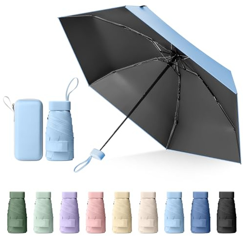 Sykrawki Mini Regenschirm, Reise-Regenschirm, Kleiner UV-Regenschirm, Winddichter Regenschirm Mit Kapselhülle, Tragbarer Taschenschirm Für Männer Und Frauen