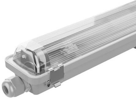 Ledvion - 1 pieza, pantalla estanca, 120cm, IP65, Tubo No incluido, lámpara de techo para garaje, de bodega, tubo led, almacén