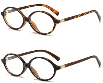 YAMEIZE Oval Pequeño Azul Luz Gafas - Mujeres Hombres Retro Claro Anti Azul Luz Gafas para Juegos de Ordenador