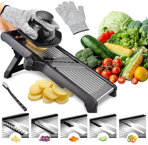 NIOSAVM Mandoline Slicer,mandoline slicer for kitchen,commercial mandolin Potato Slicer,Vegetable Slicer,slicer vegetable cutter, Stainless Steel mandolin slicer,Cut - Resistant Gloves