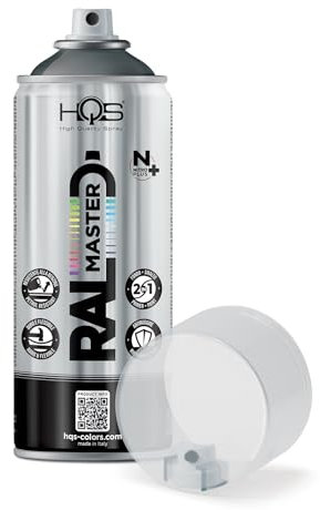 HQS RAL MASTER Bomboletta di Vernice Spray 400ml Nitro Colori Ral (1, Ral 7011 Grigio Ferro Lucido)
