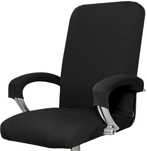 Kontorsstolsöverdrag Stolsöverdrag Armstödsbeskydd för Stolar Gaming Fåtöljöverdrag 3 Delar Computer Sitskydd Inklusive 1 Stolsskydd och 2 Armstödsöverdrag(Black,XL)