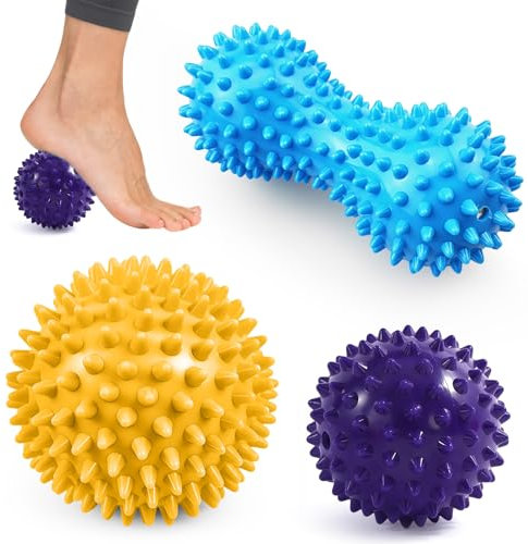 3 Pezzi Set di Massage Balls, Palline Massaggio e Lacrosse Ball, Auto-massaggio, Massaggi dei Punti Trigger, Palla Massaggiante gli Sport per Alleviare lo Stress, per Schiena, Piedi, Mani, Gamb