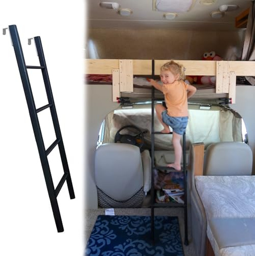 Échelle de lit superposé noire pour camping-car, camping-car, maison, échelle latérale pour lit double – 4 marches/5 marches, échelle de sécurité peu encombrante (taille : 130 cm)